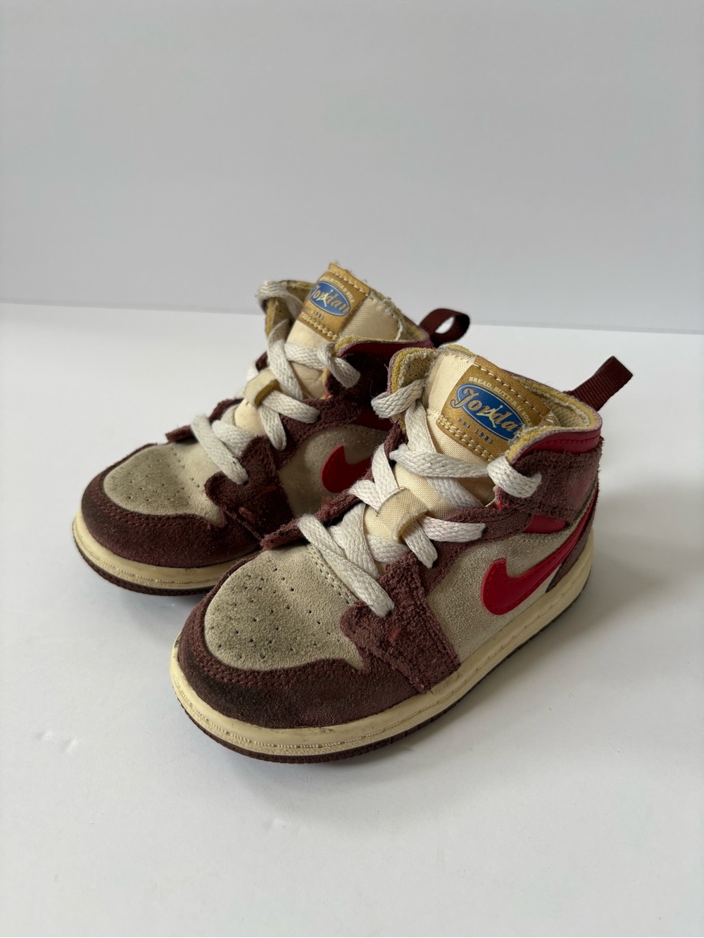 Nike Air Jordan 1 Mid SE GS AJ1 Bread Butter Sole Kids Toddler Shoe 8 High Top
